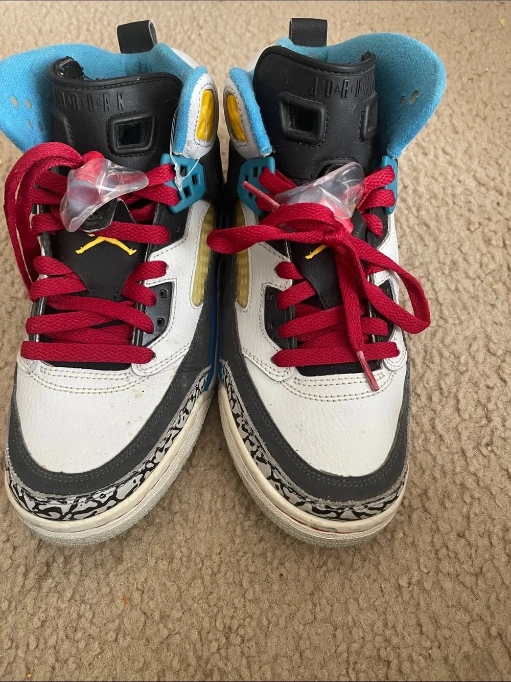 Jordan White Black Blue Red Multi-Accent Sneakers